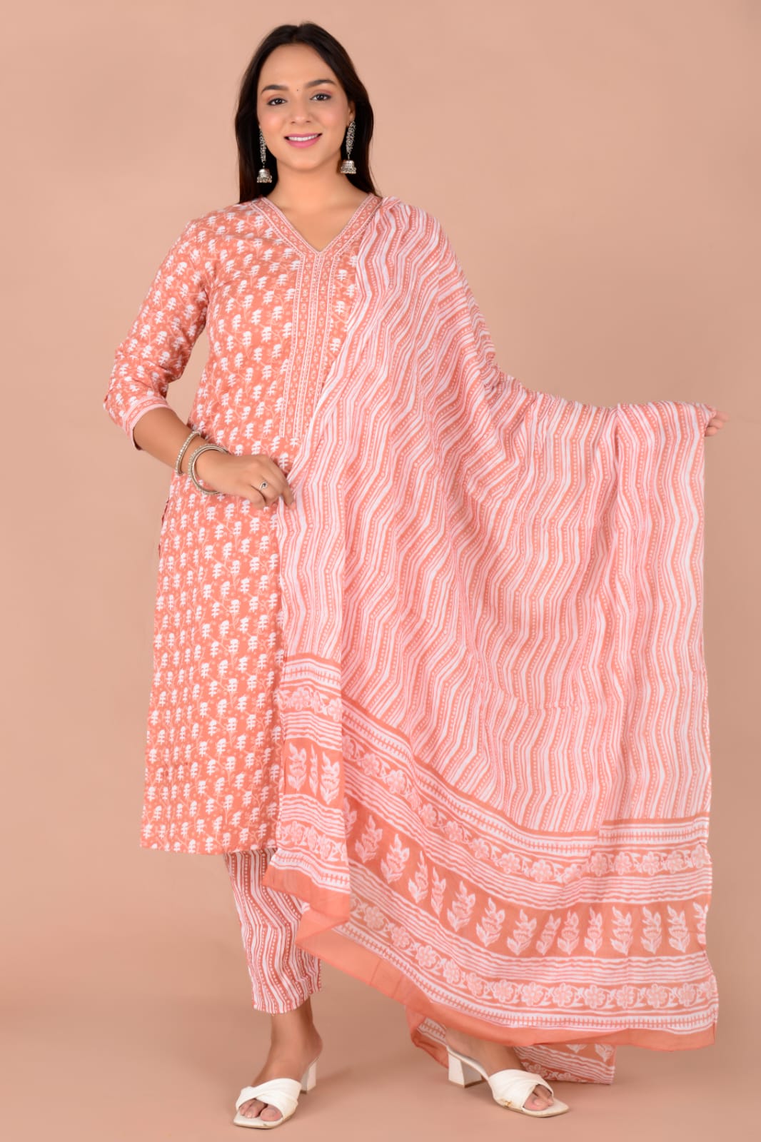 Orange Cotton Suit Set