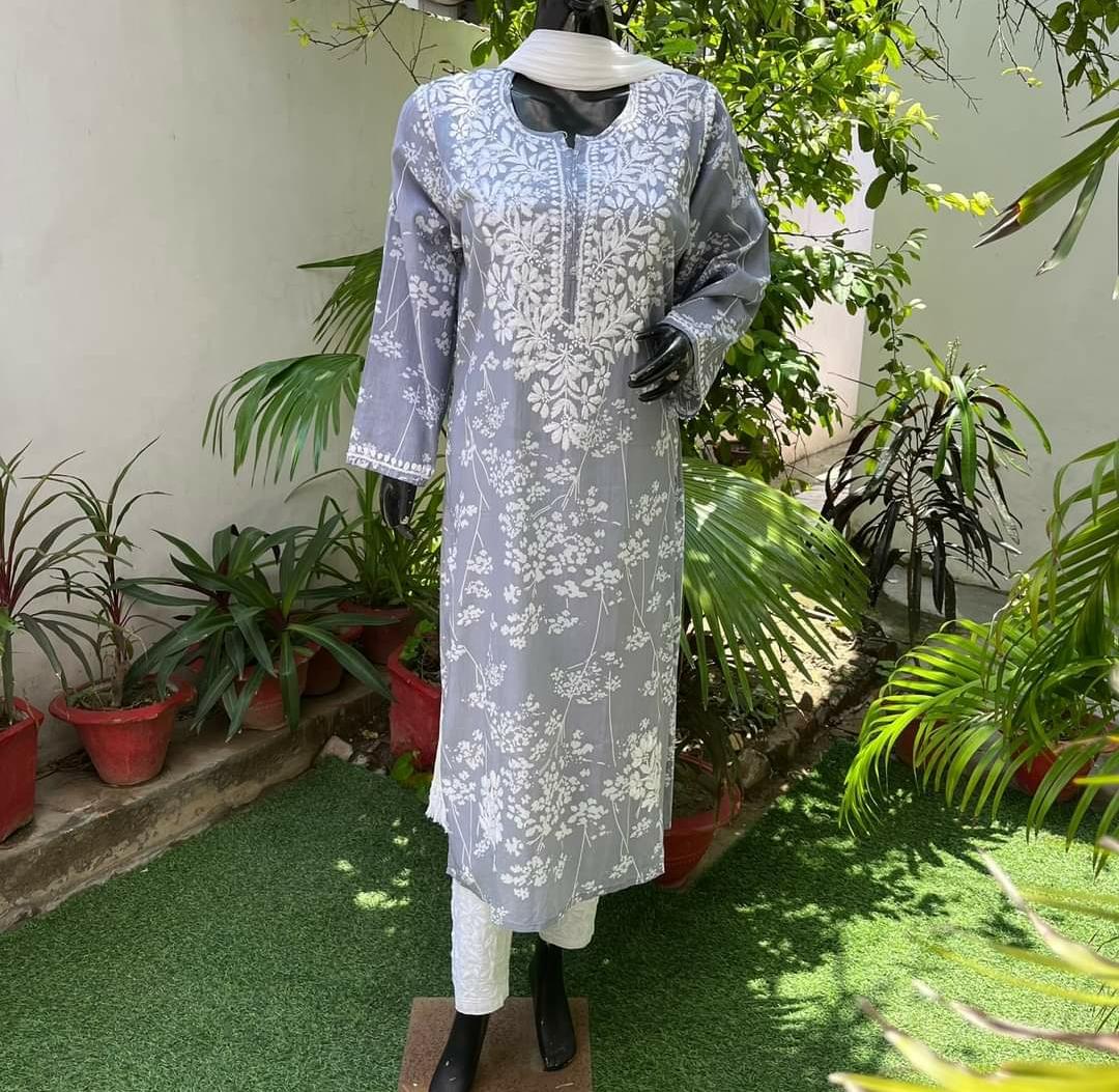 Trending Lucknowi Chikankari Kurtis in soft cotton