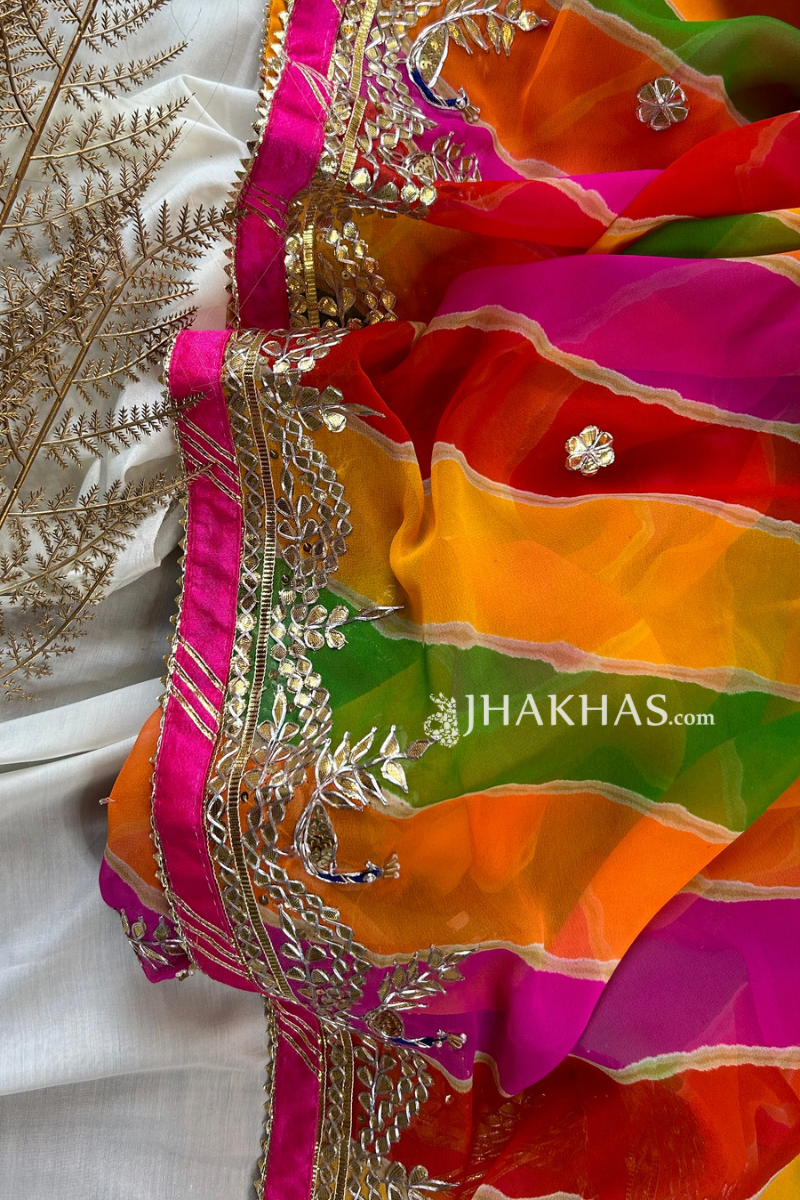 Multi Color leheriya Gota Patti Saree