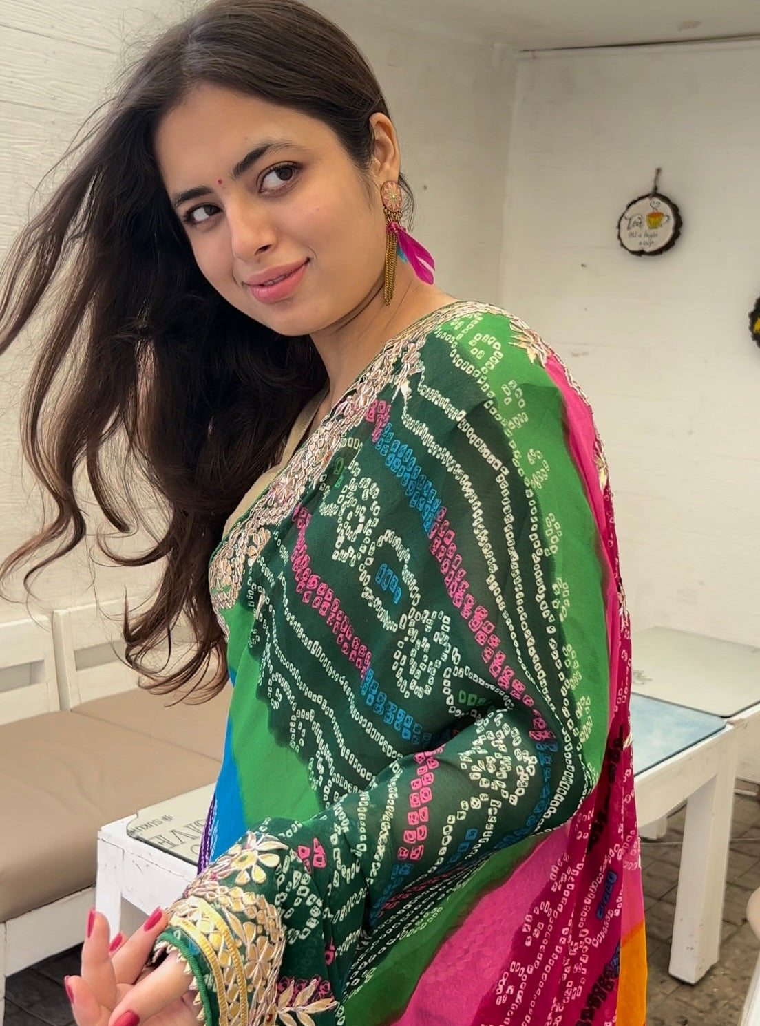 Rajasthan multi bandhej gota patti saree