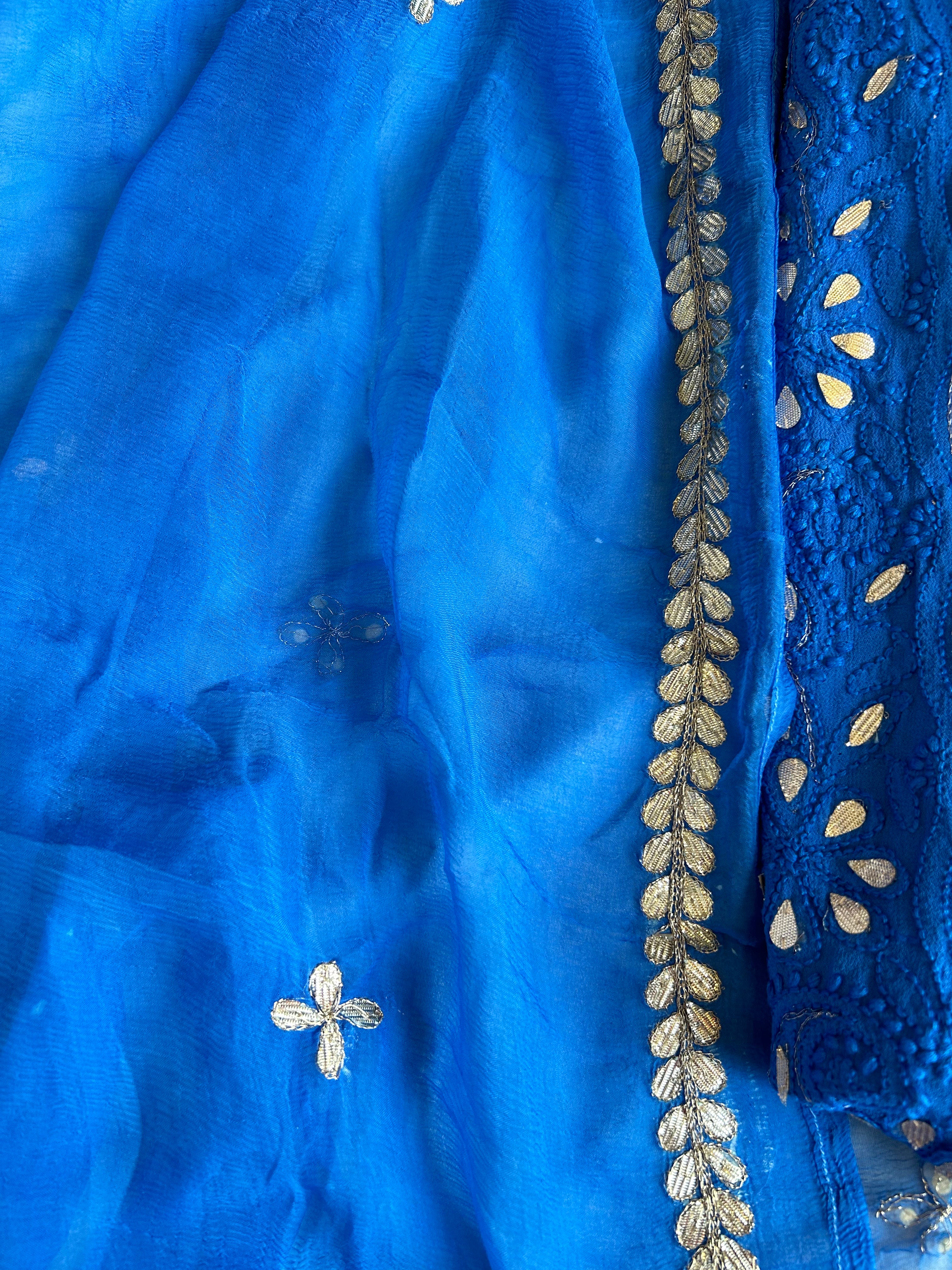 Blue Chikankari Mukaish Work Salwar Suit
