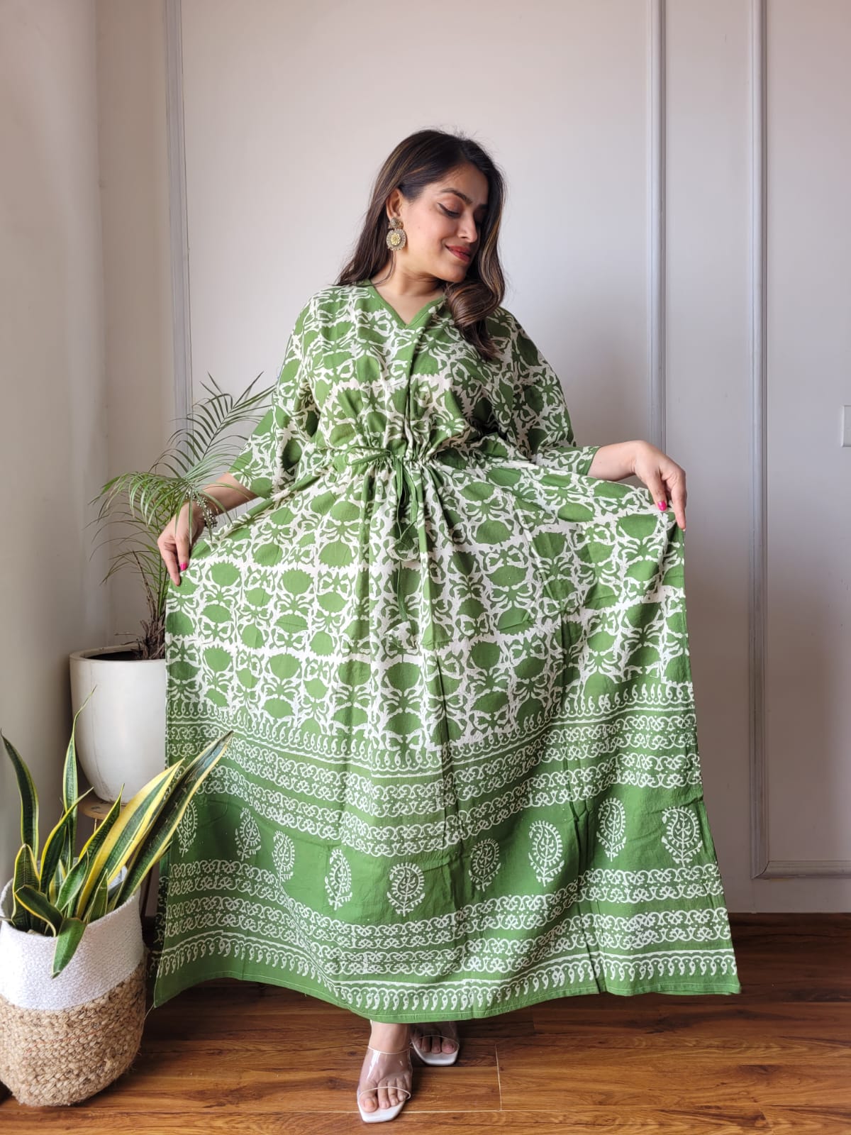 Green Cotton Kaftan