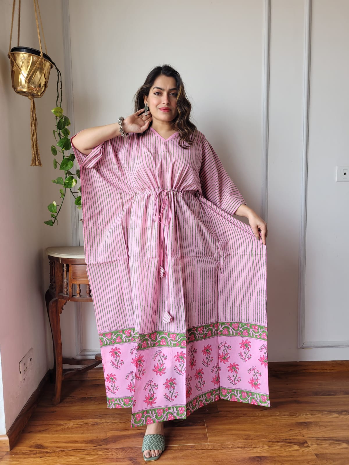 Pink Printed Cotton Kaftan