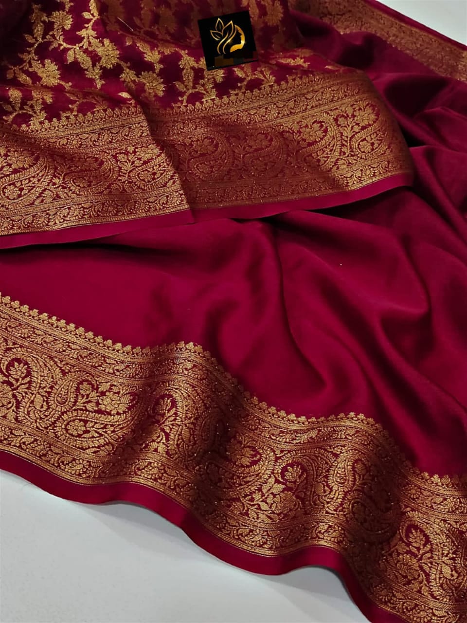 Gorgeous Maroon Banarasi Soft Silk Saree