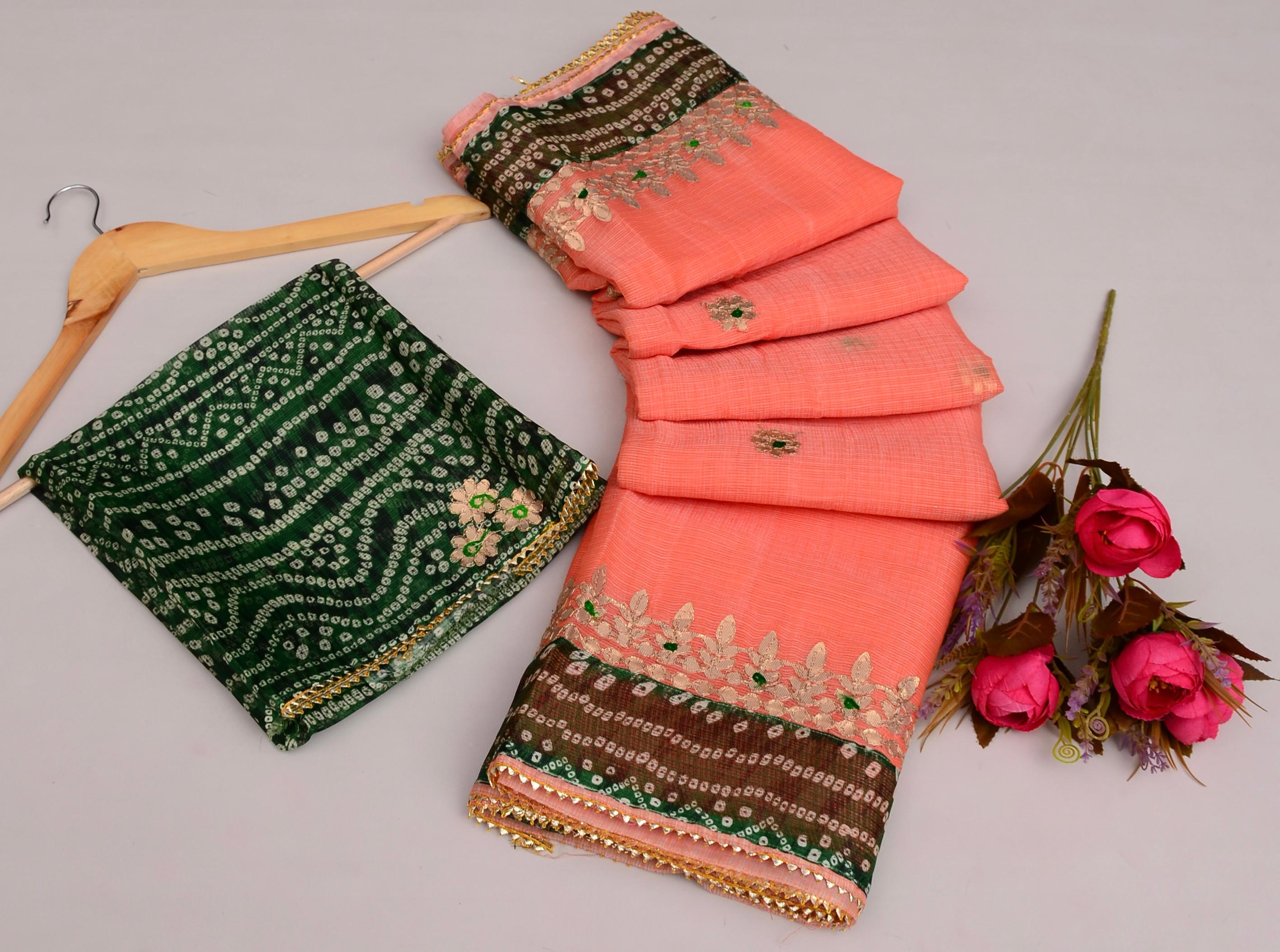 Meera- Orange Kota Doria Gota Patti Saree