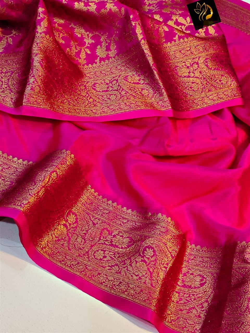 Gorgeous Pink Banarasi Soft Silk Saree