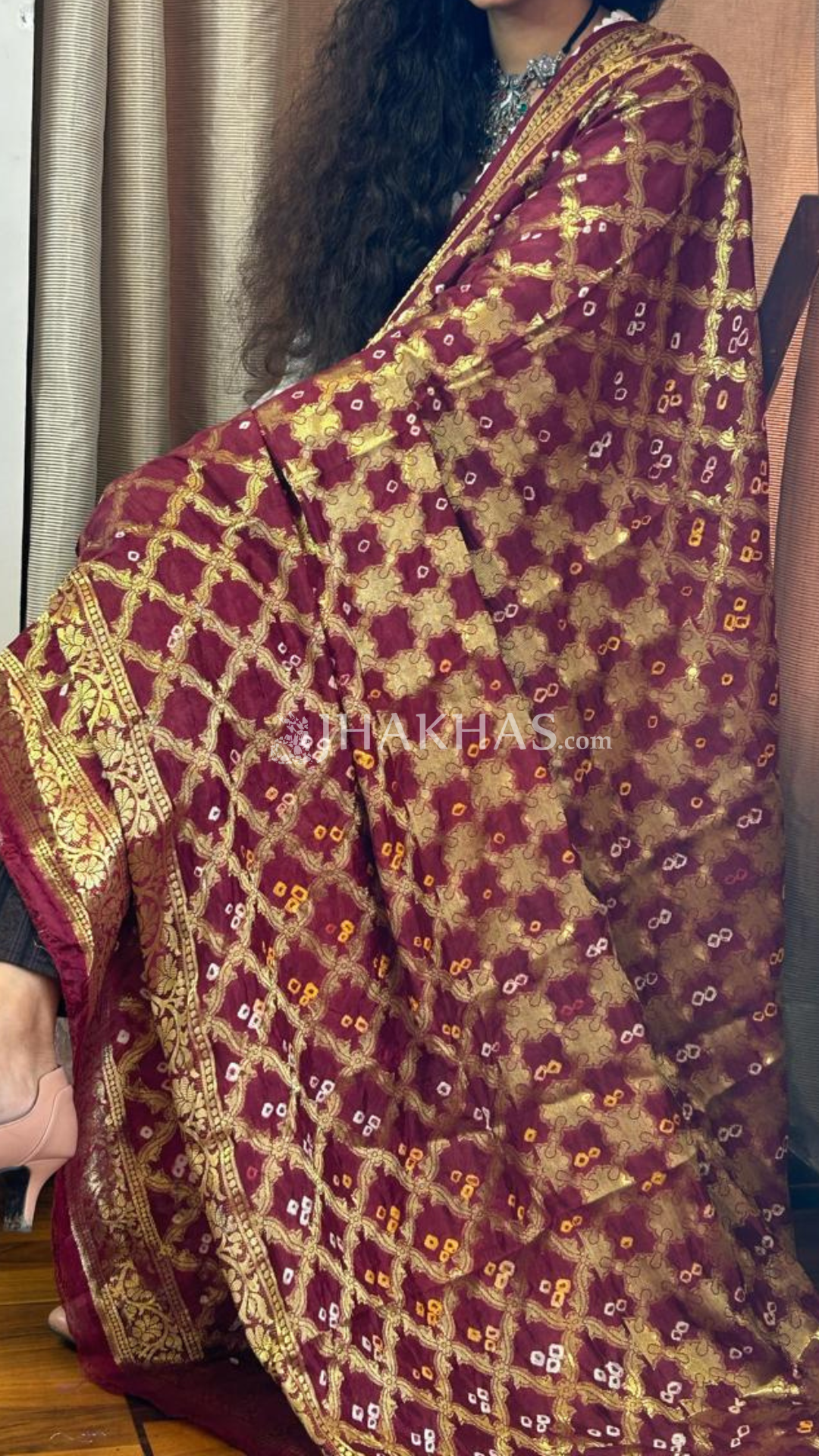 Banarasi ghatchola dupatta in soft silk maroon 