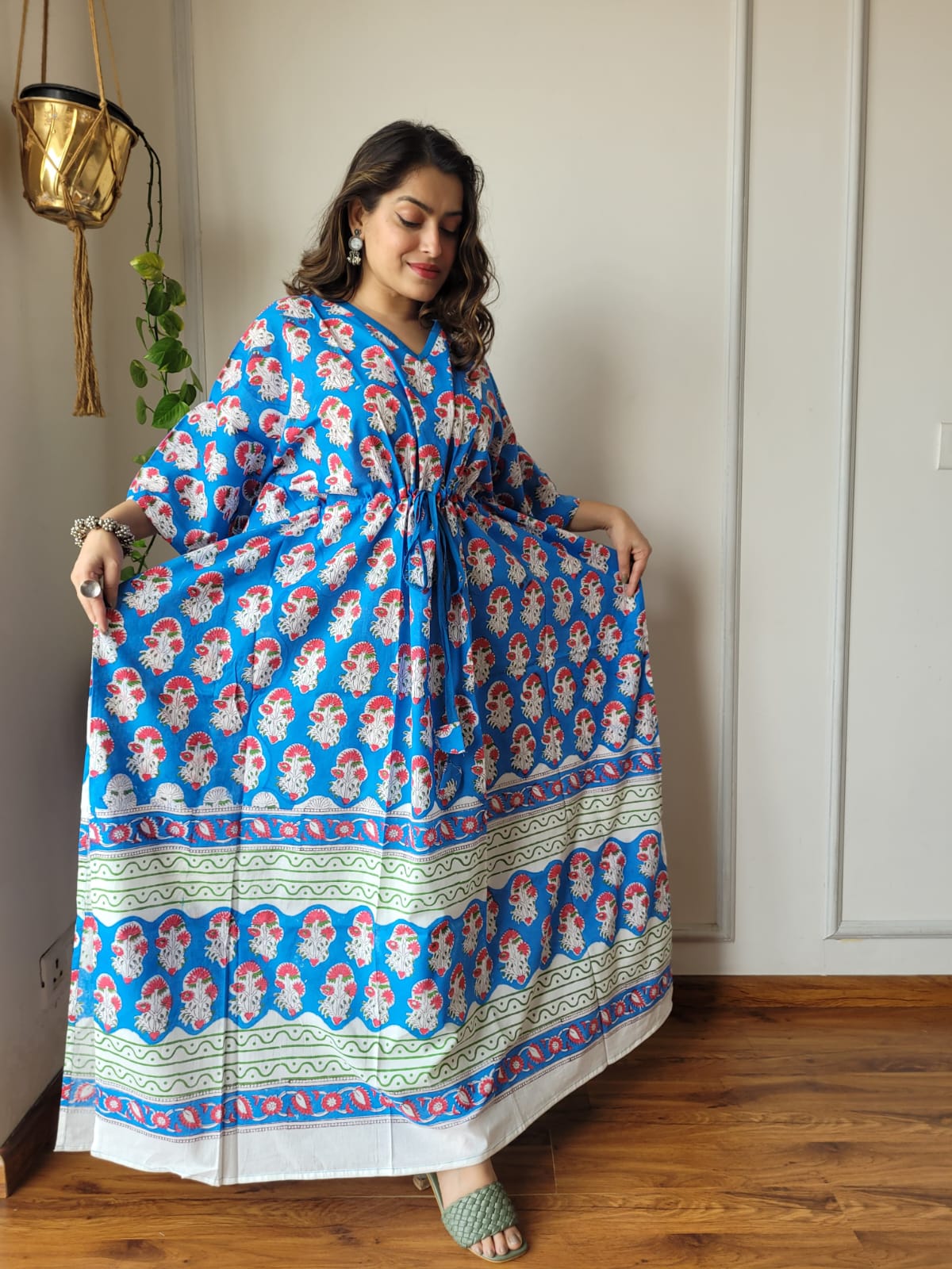 Blue printed Cotton Kaftan
