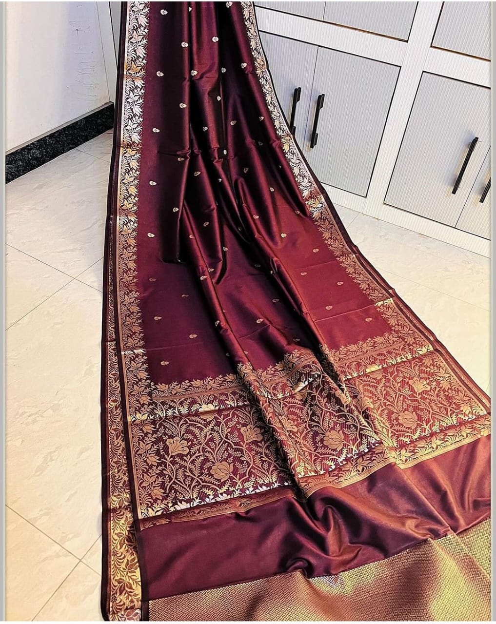 Royal Maroon Banarasi Soft Silk Fancy Saree