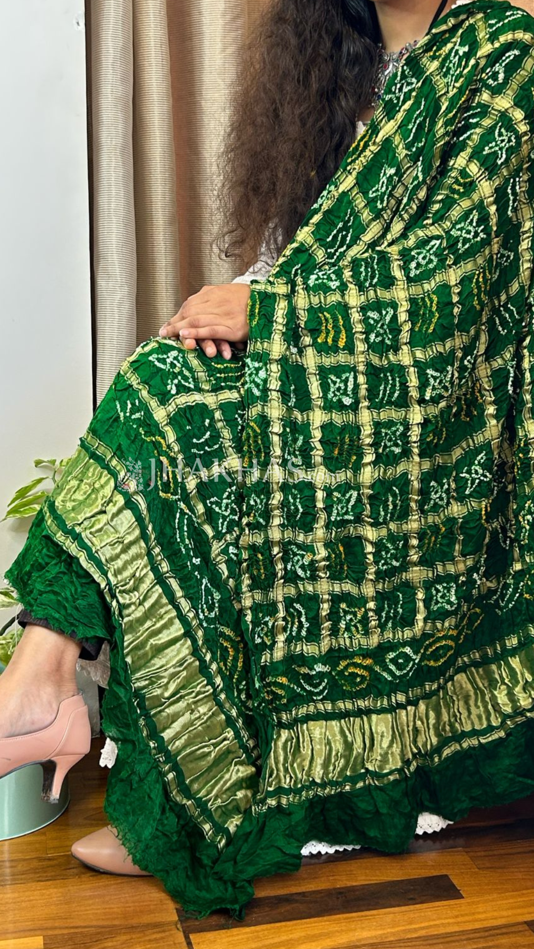 Dark Green Banarasi ghatchola gajji silk dupatta