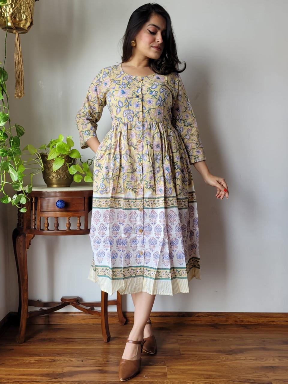 Spring print cotton dress for summer 