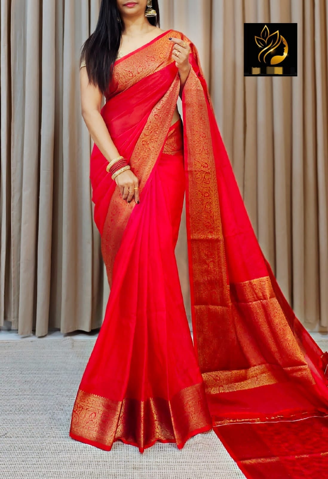 Gorgeous Red Banarasi Soft Silk Saree
