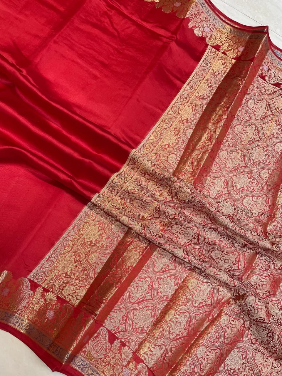 Royal Red Banarasi Soft Silk Designer Saree