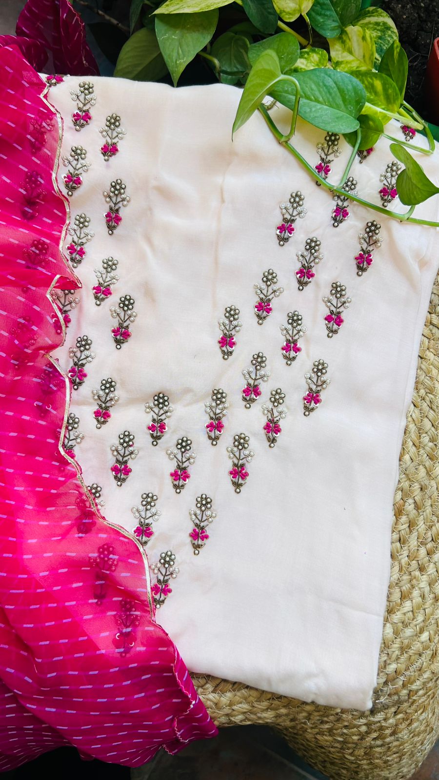 Peach Gota Patti Kurti