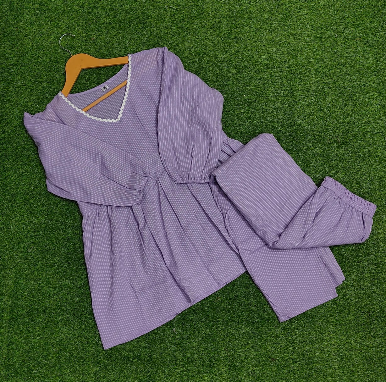 Lavender Purple Cotton Designer Co-Ord Set