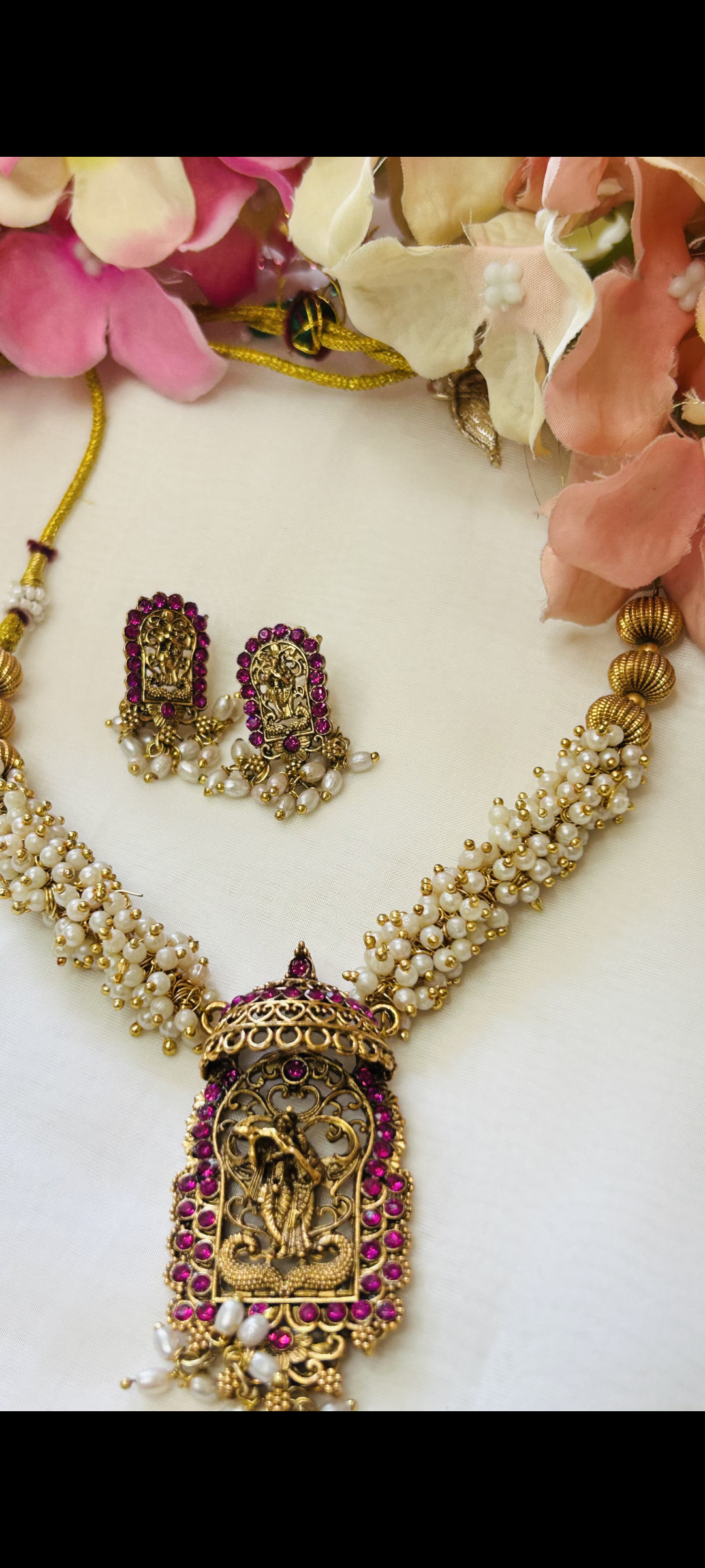 Traditional South Indian temple-style necklace set