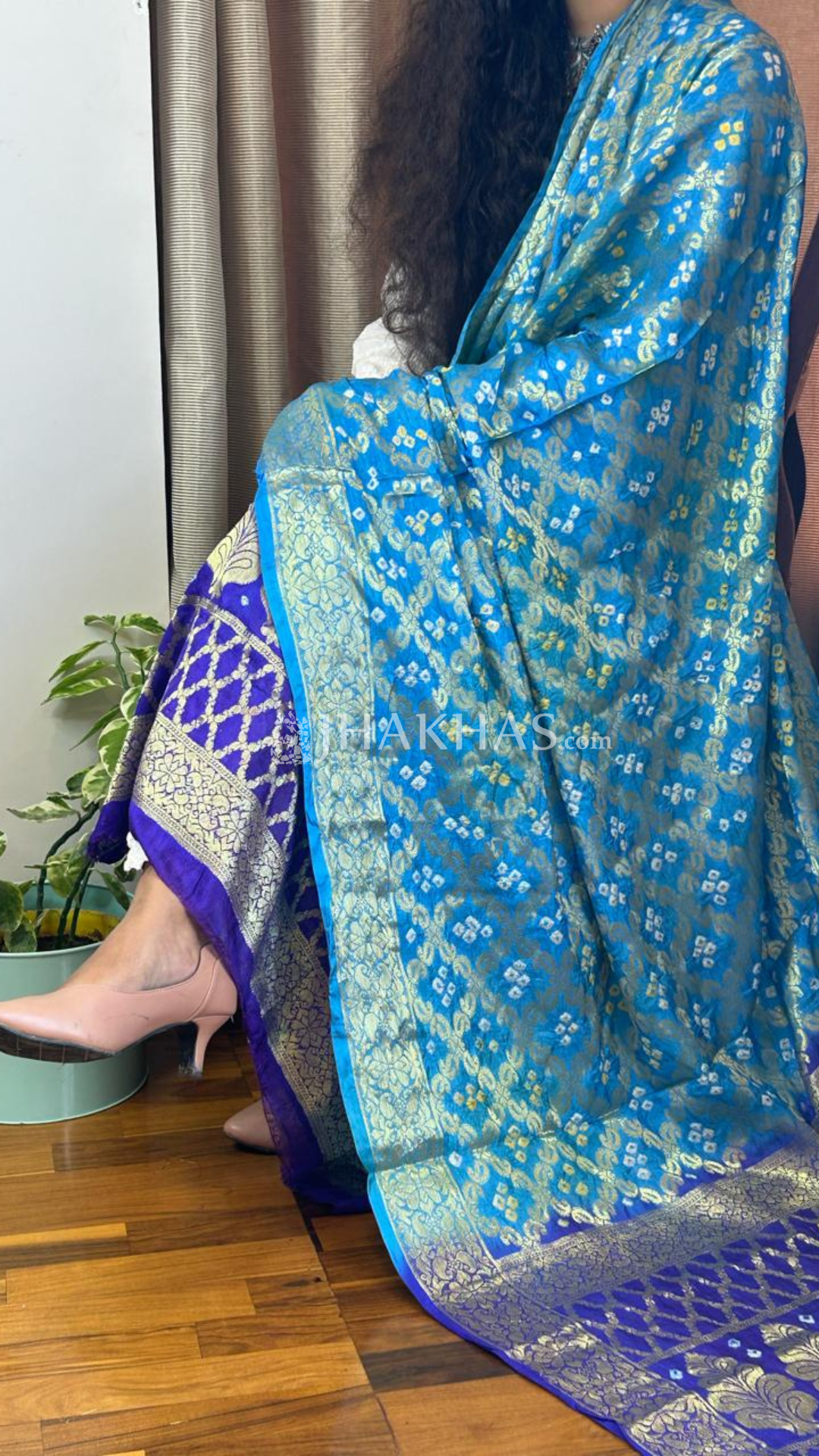 Blue Ombre gharchola dupatta