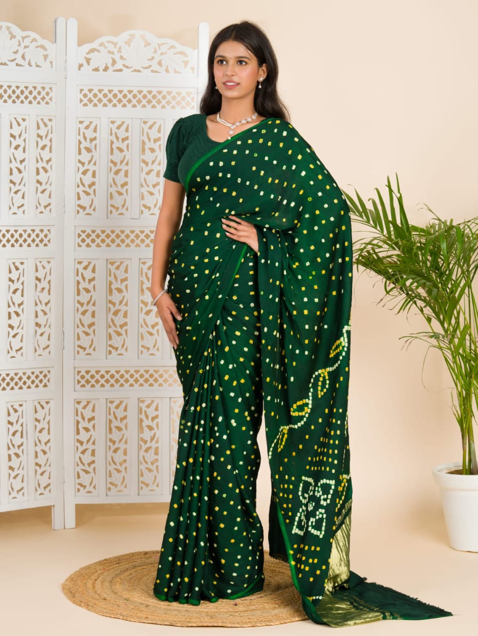 Green Modal Gaji Silk Saree