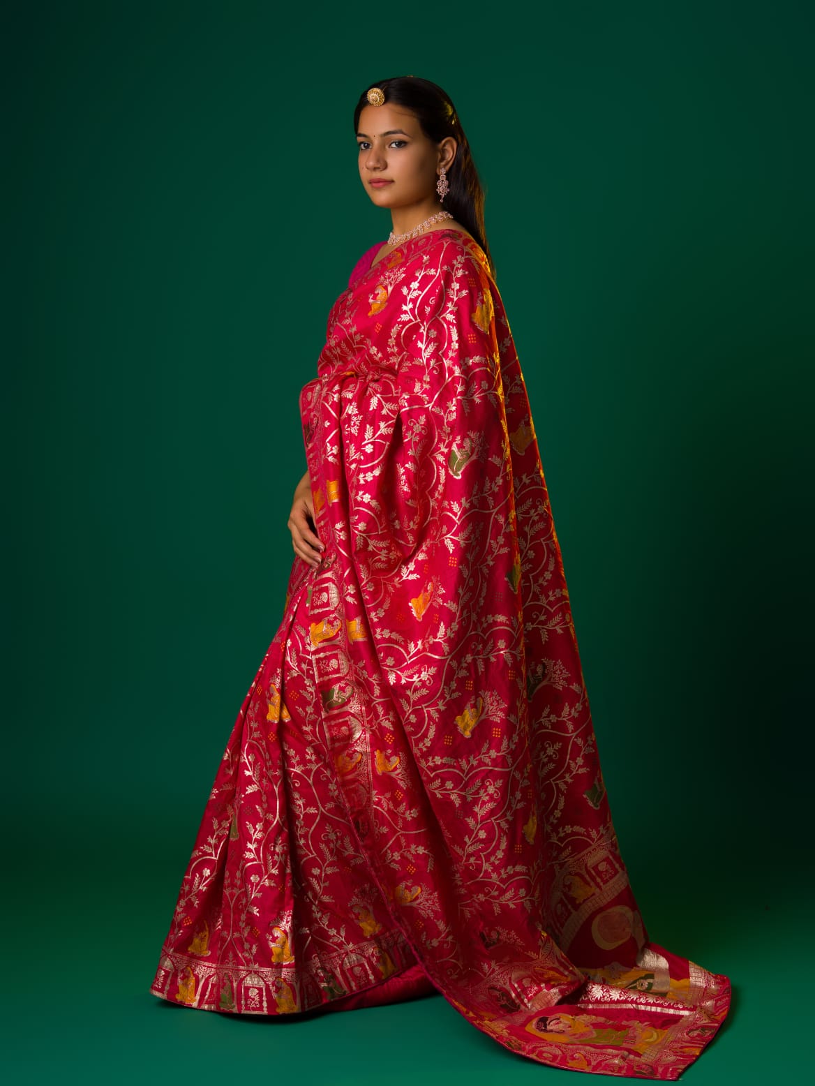 Karwa Chouth Special Deep Pink Maung Silk Saree