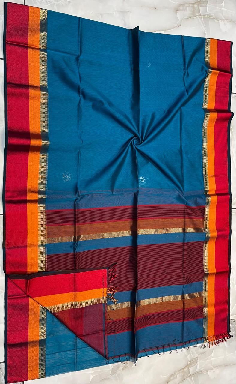 Maheshwari Silk Saree In Blue