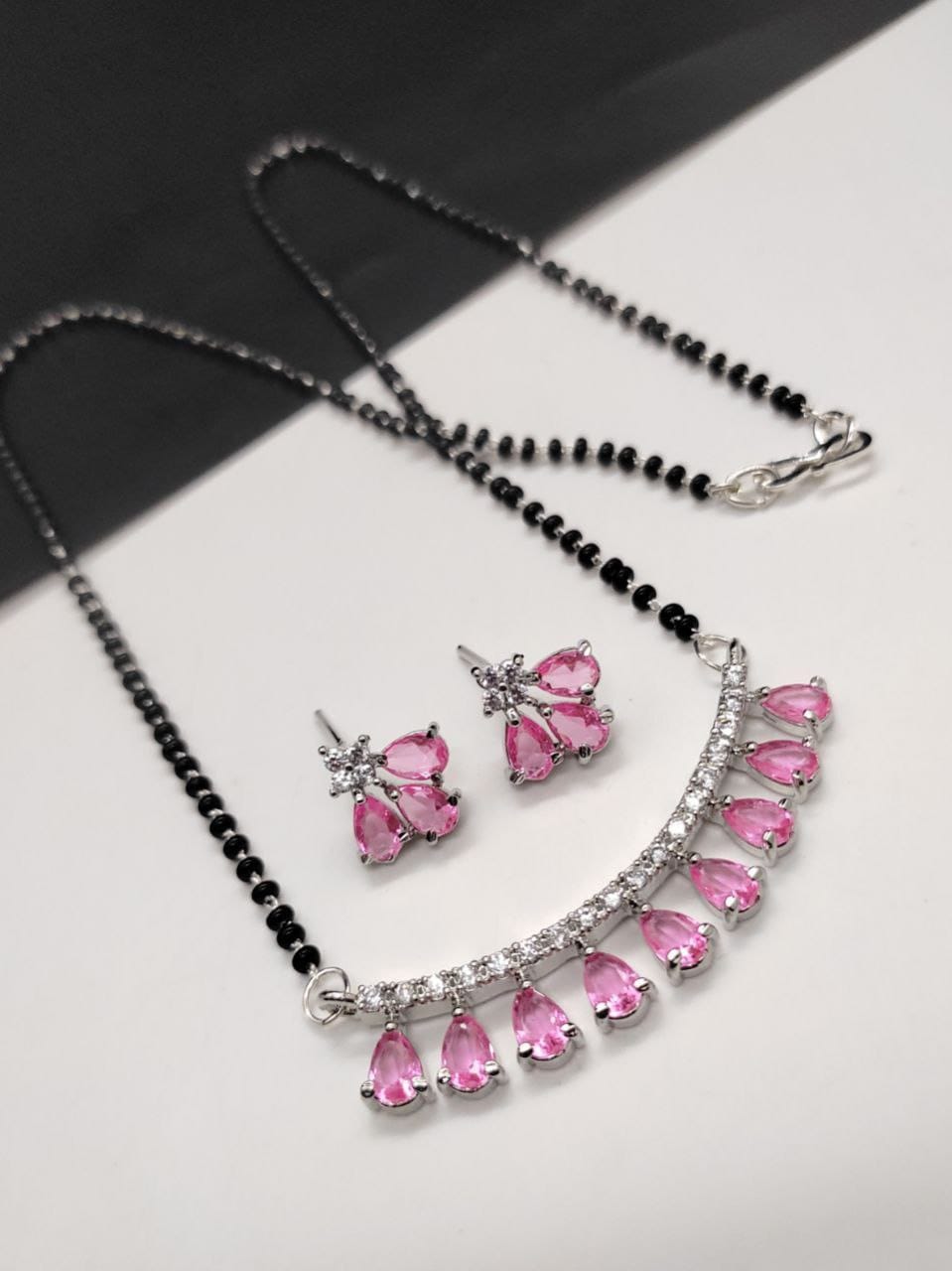 Pink Designer big pendant Mangalsutra