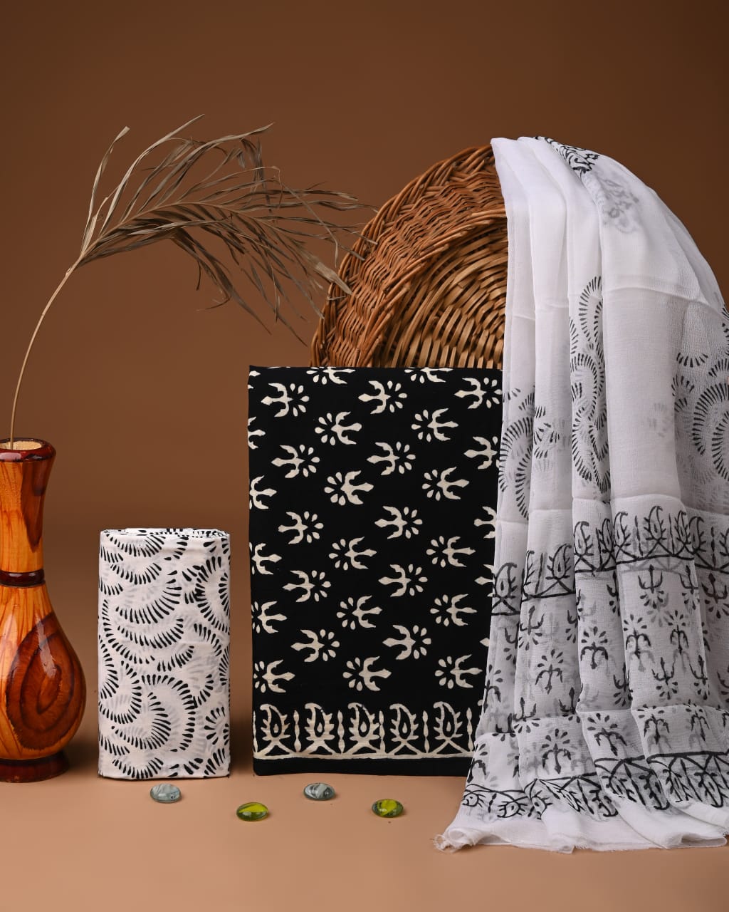Black Indigo Hand block Print Cotton Suit