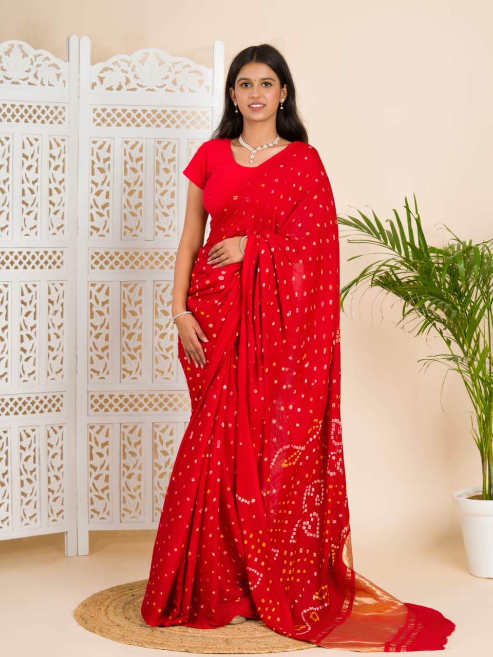 Red Modal Gaji Silk Saree