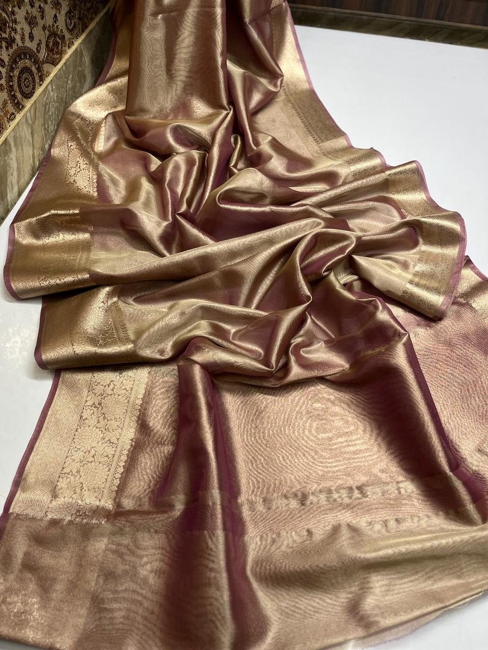 Shimmer Brown Soft Tissue Saree