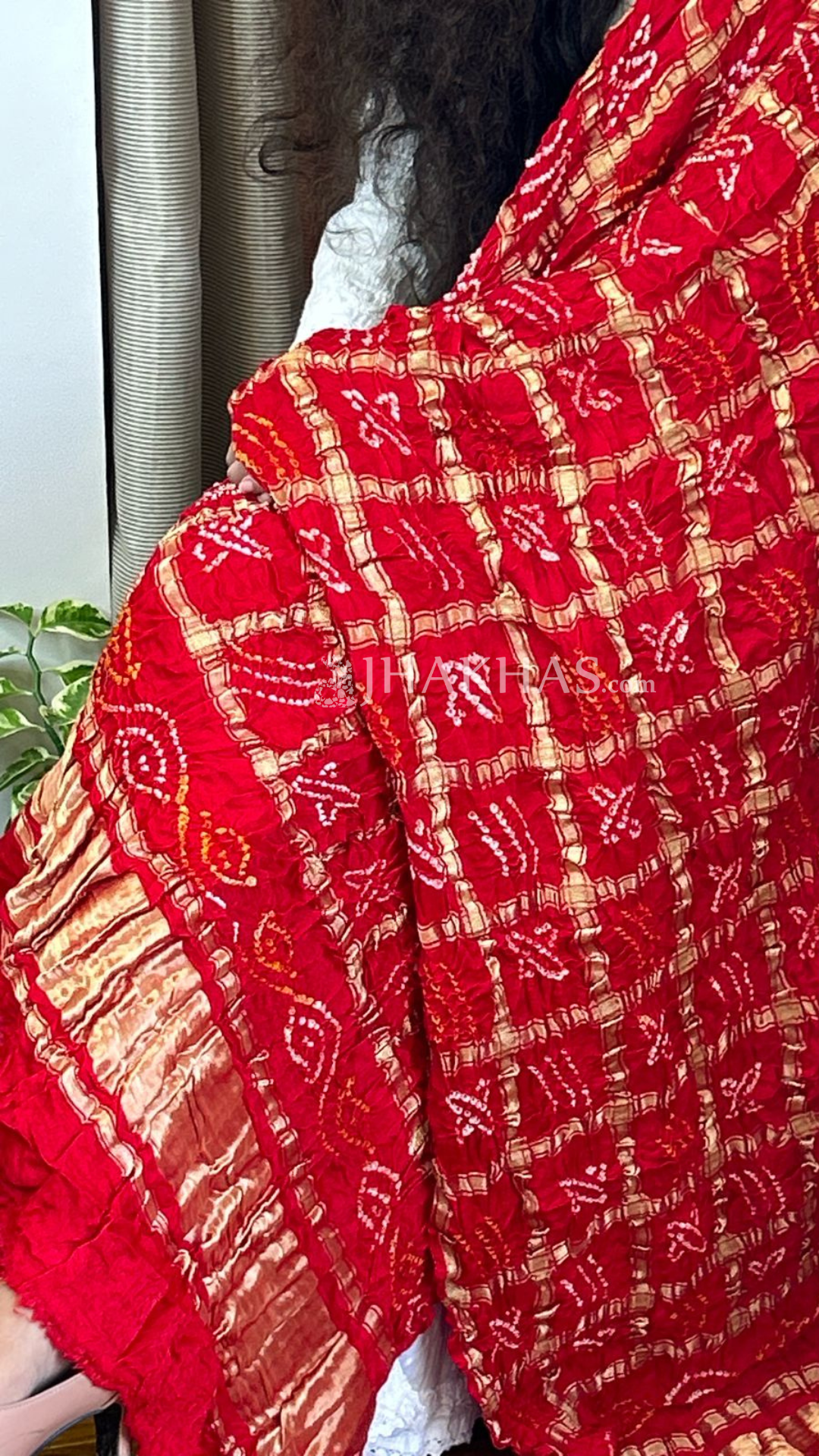 Bridal Red gajji silk gharchola dupatta