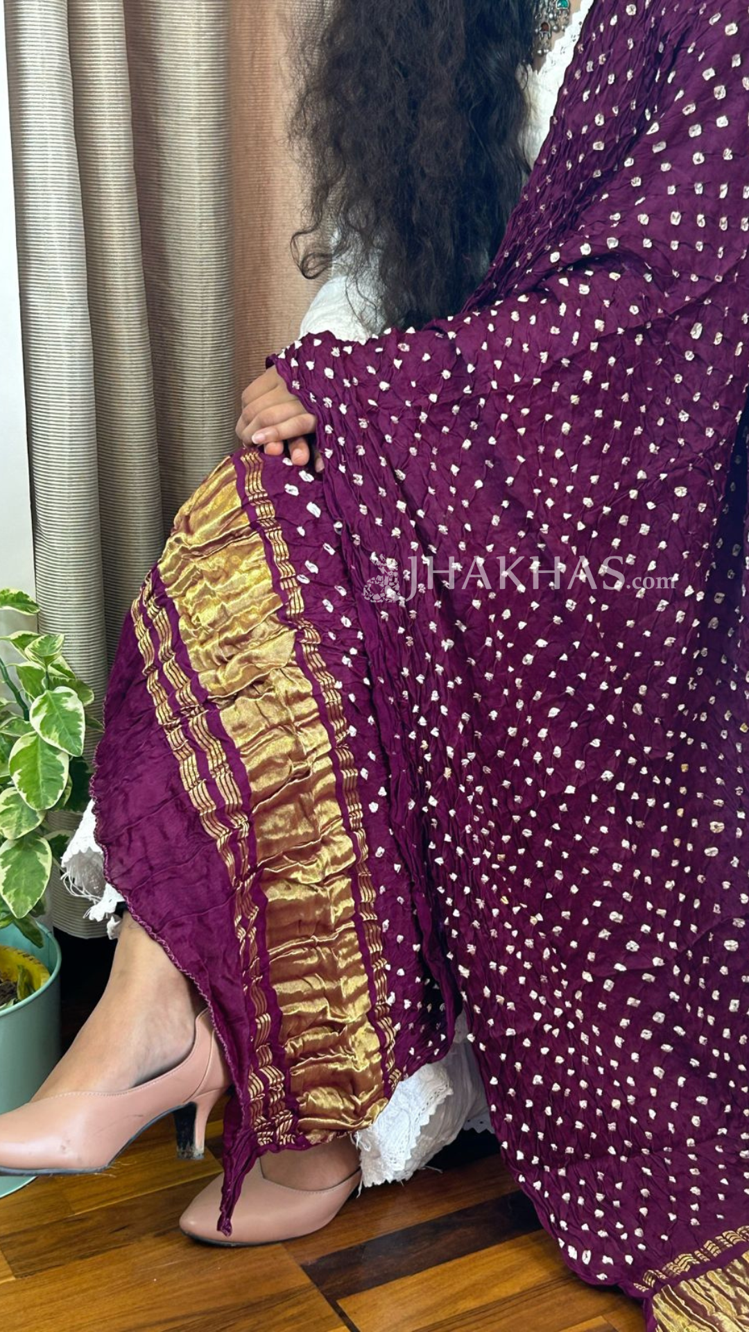 Wine Purple Modal Silk Gharchola Dupatta