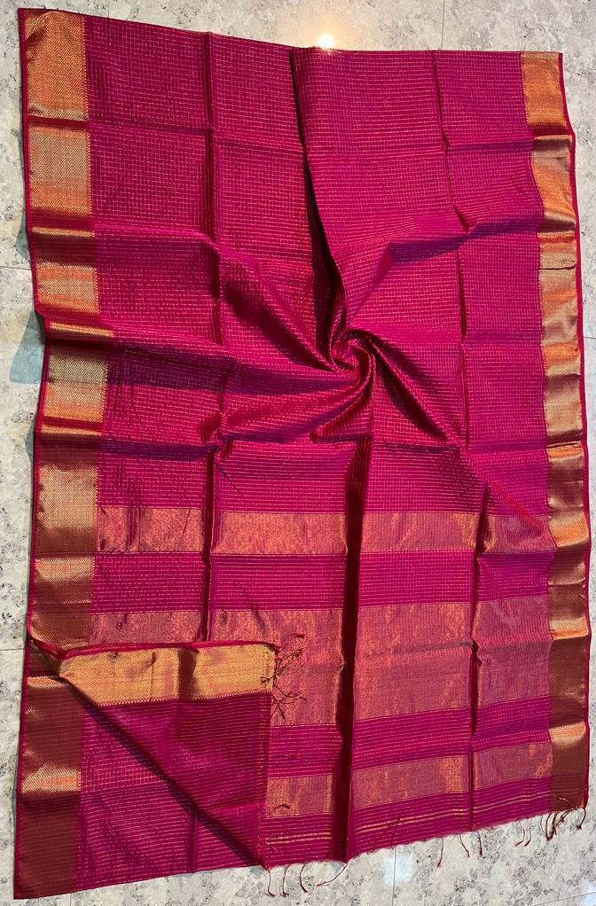 Maheshwari Silk Saree In Pink