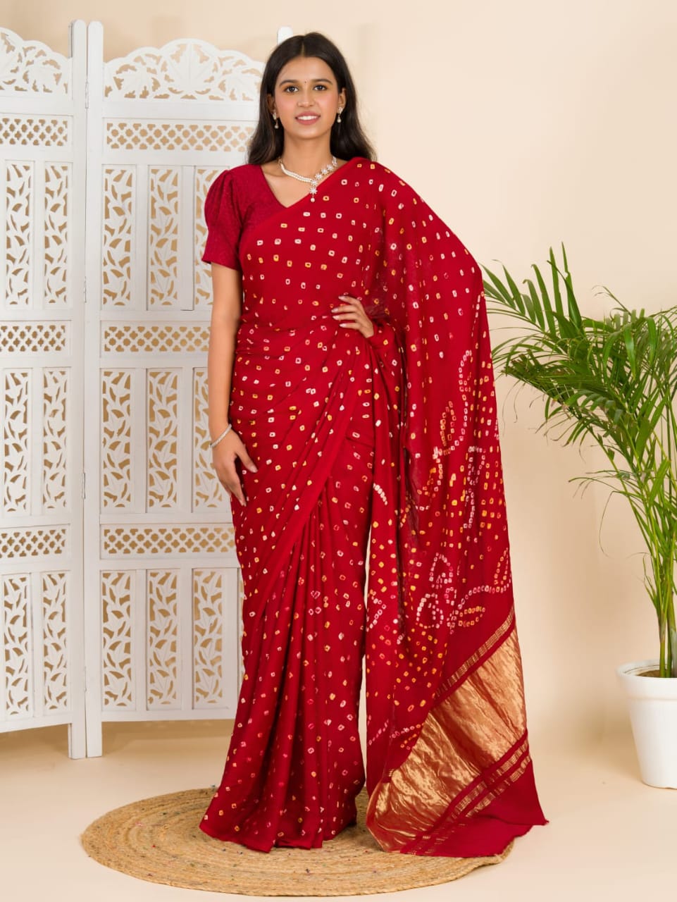 Maroon Modal Gaji Silk Saree