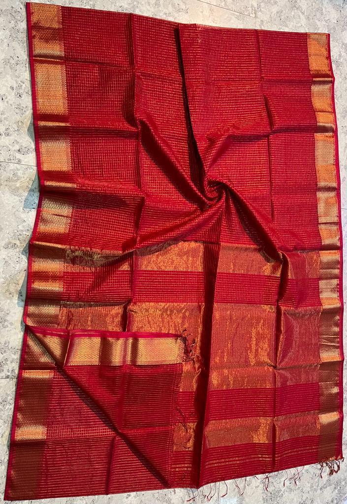 Maheshwari Silk Saree In Red