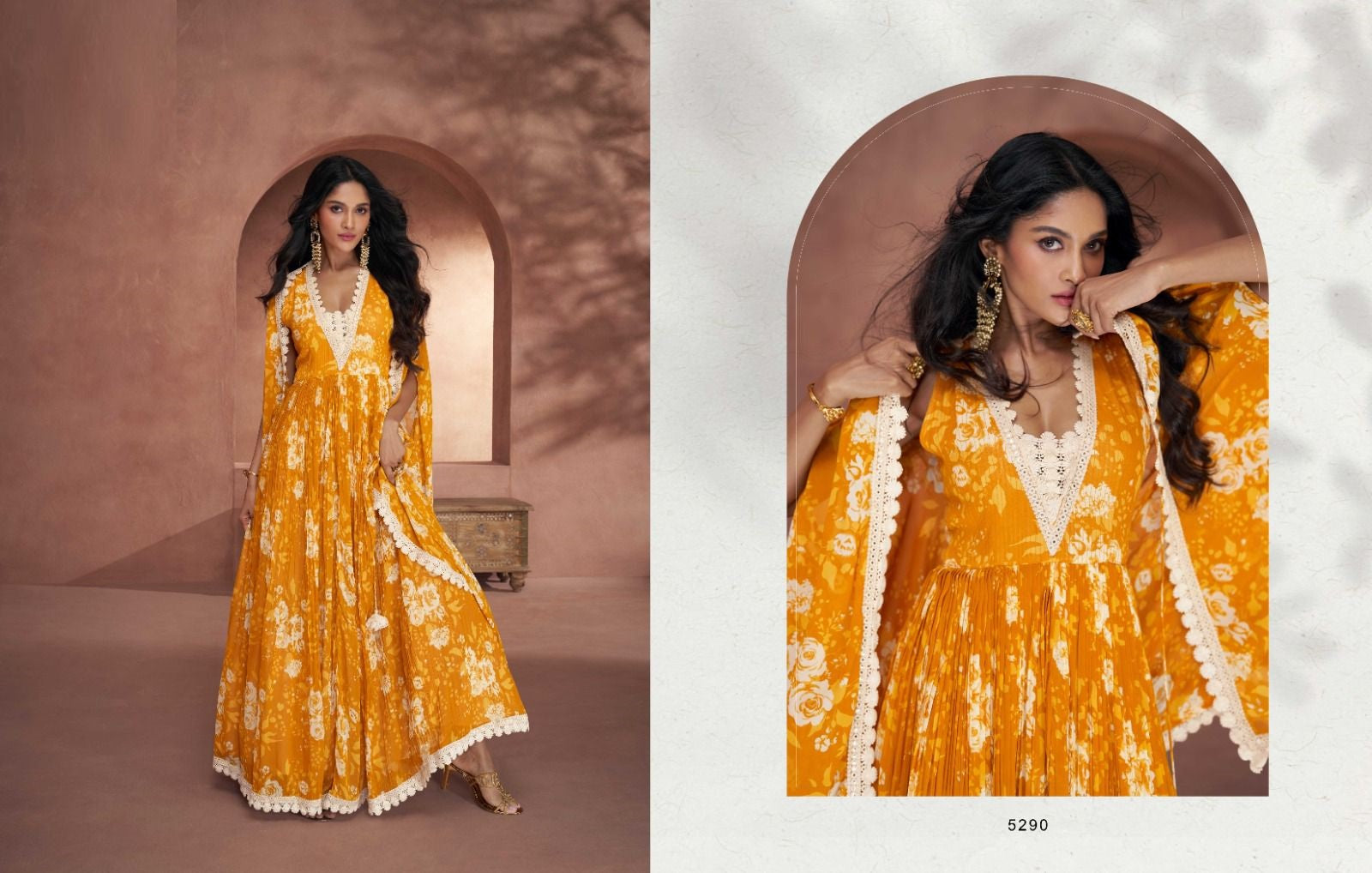 Trending Real Georgette Yellow Suit Set (Readymade)