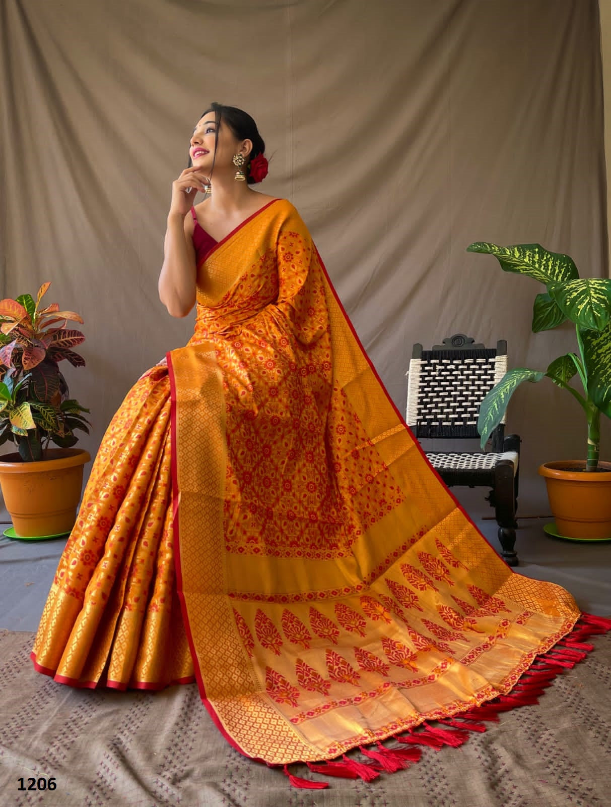 Yellow Patola Silk Saree
