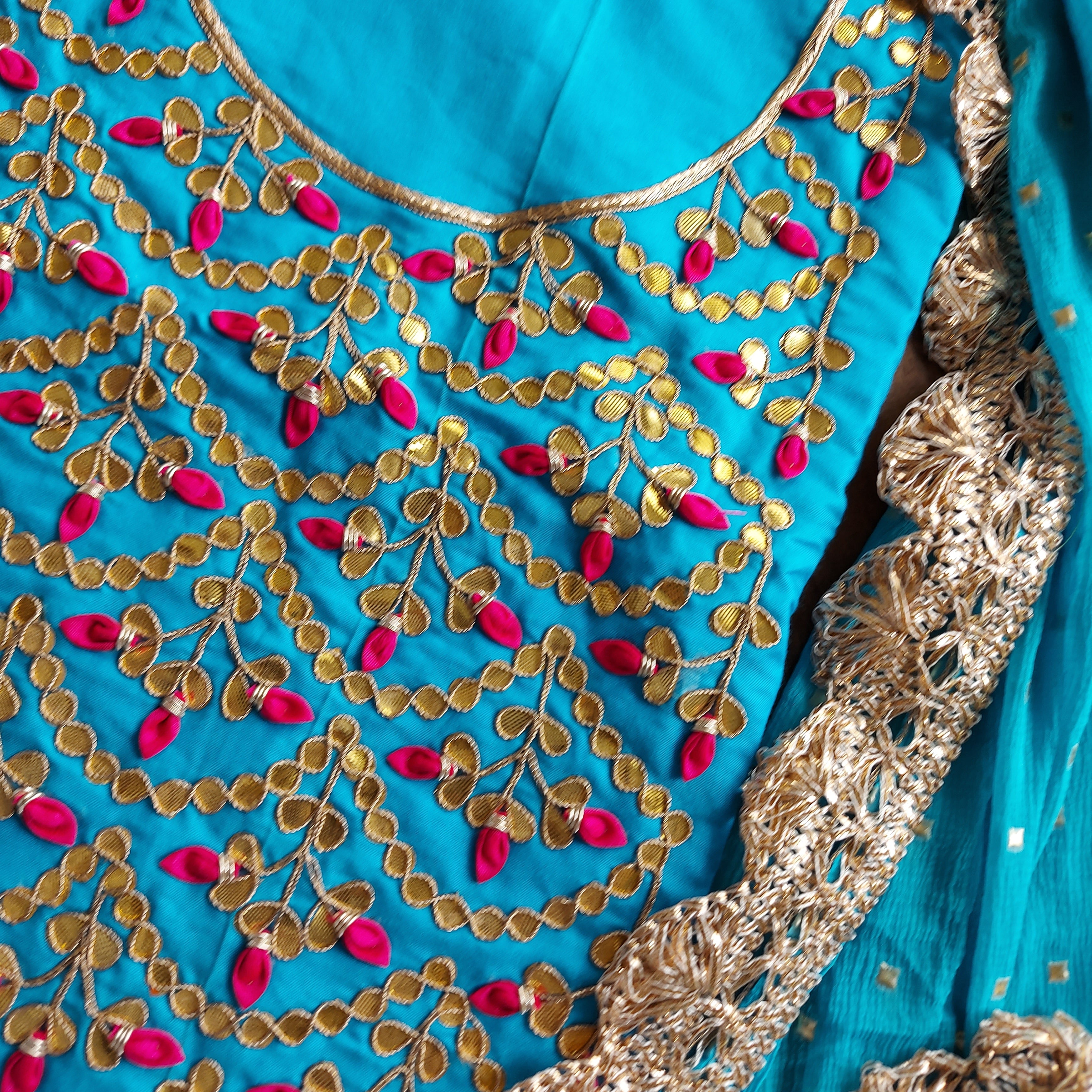 Stylish Sky Blue Gotawork Salwar Suit - jhakhas.com