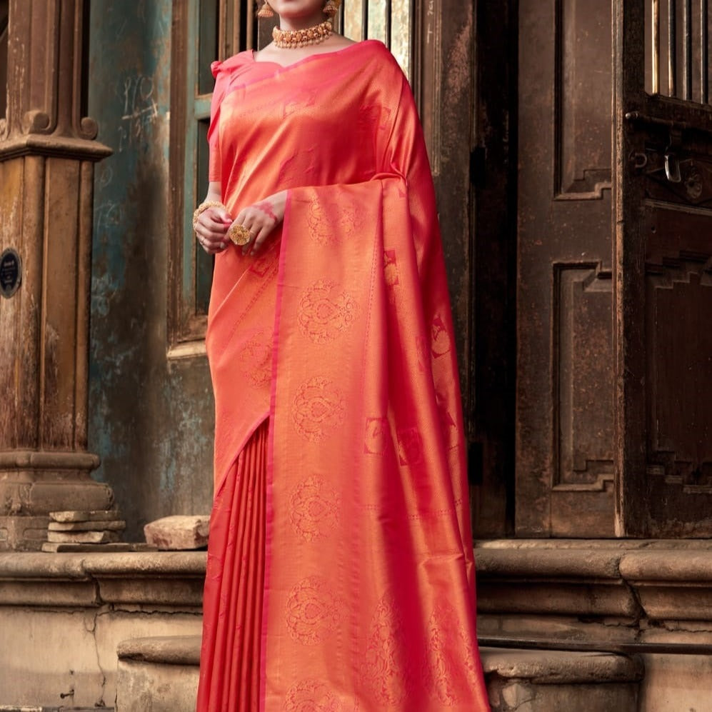 Dark red Silk Saree