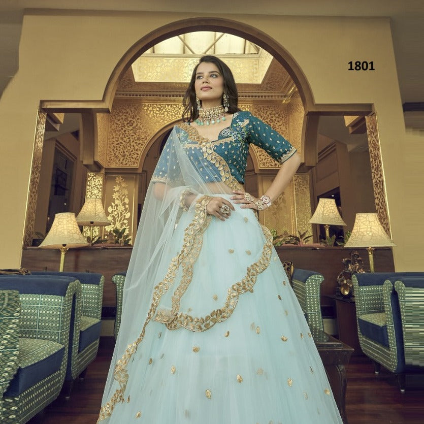 Sea Green Net Lehenga