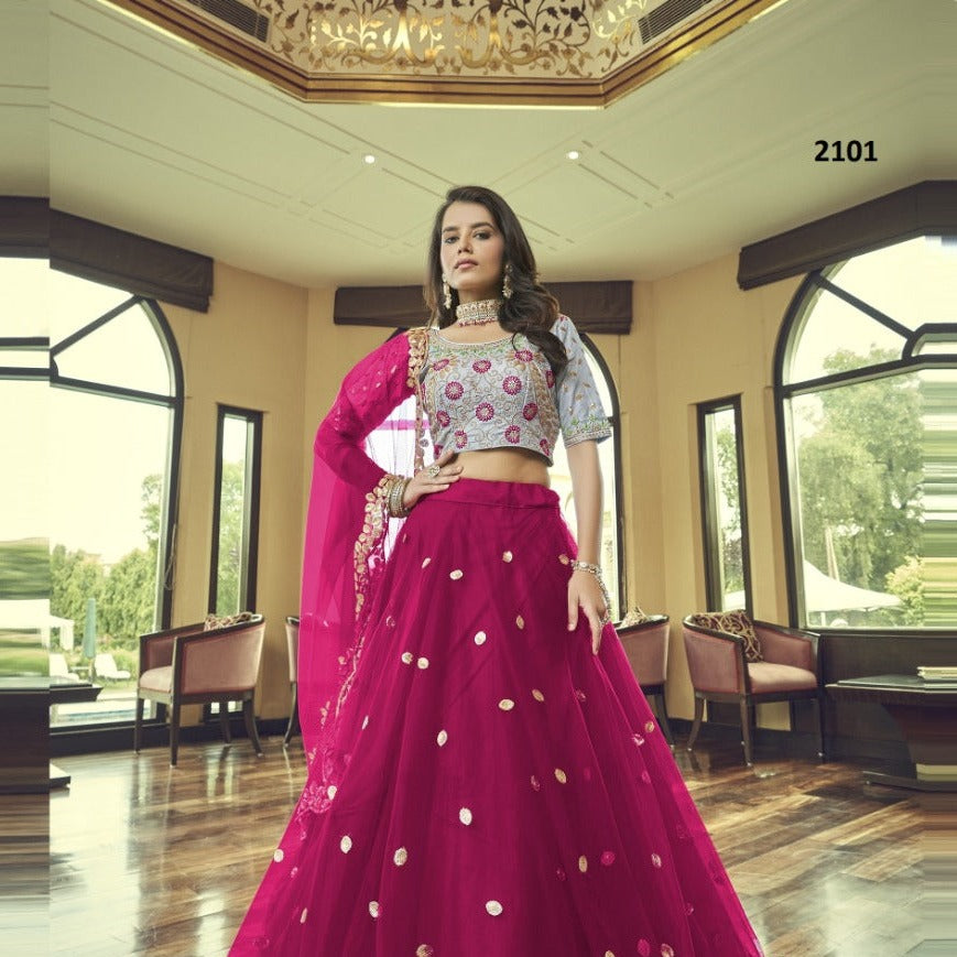 pink net lehenga