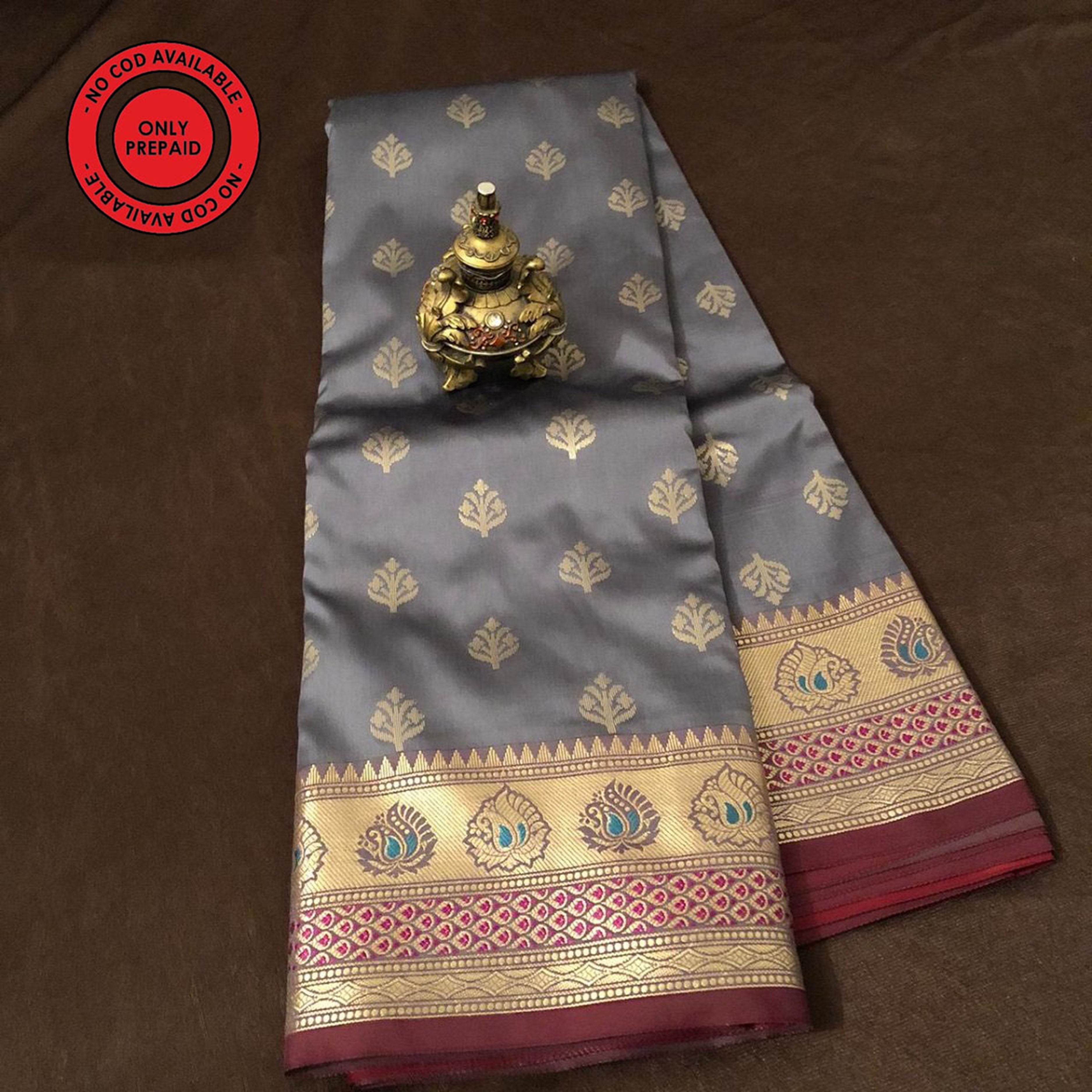 Dark Grey upada silk saree