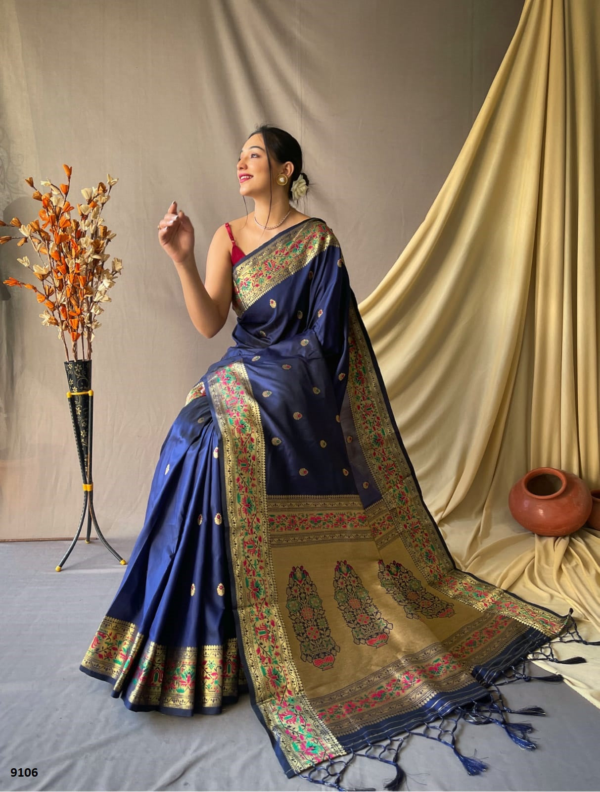 Paithani Silk Saree In Blue