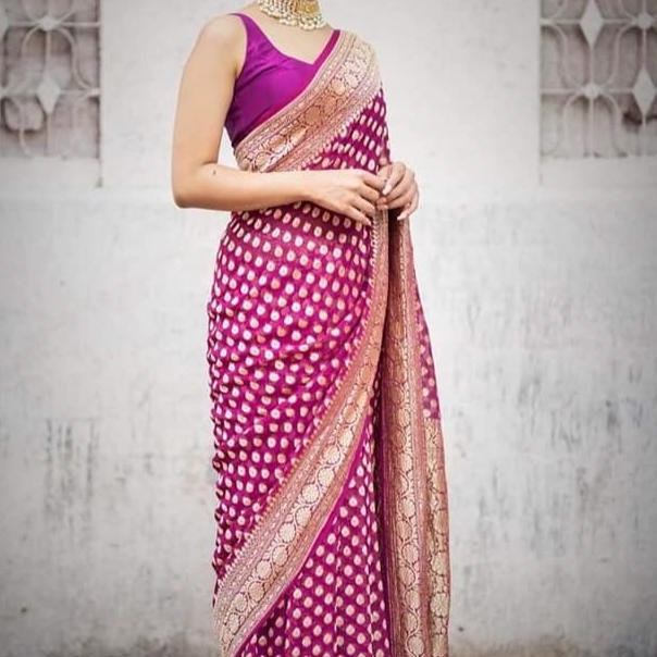 Royal Purple Banarasi Khaddi Georgette Saree