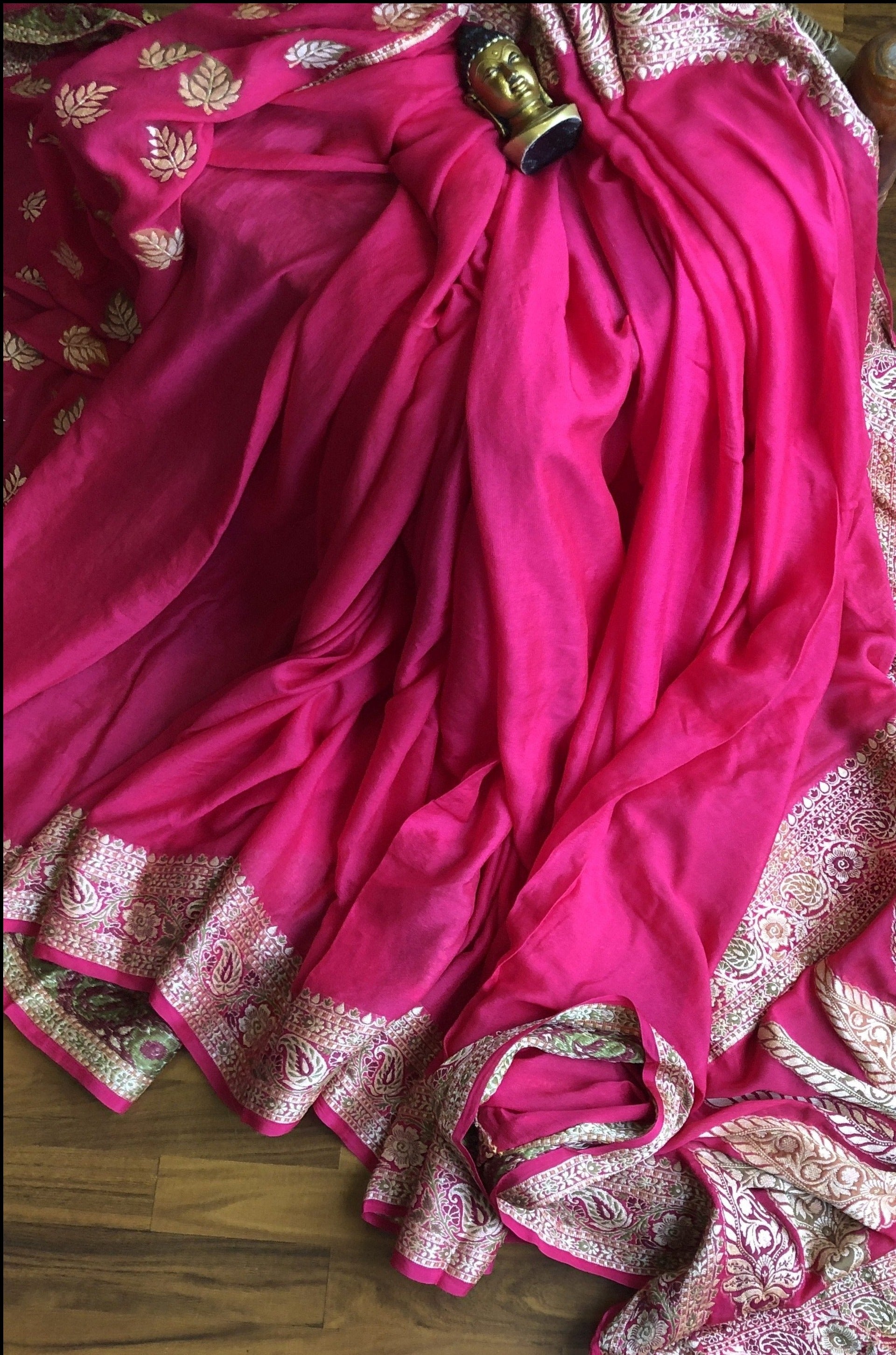Rani Pink Banrasi Bandhani Traditional Saree