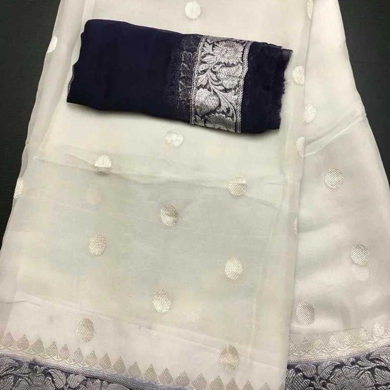 White Banarasi Khaddi Chiffon Saree,Wedding Saree, Indian Sarees, Online Sarees