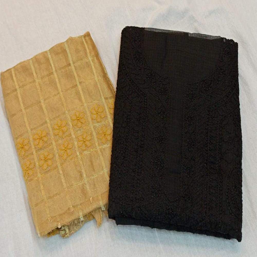 Buy Black Kota Doria Salwar Suit,Designer Chikankari Suits On Sale,Jhakhas