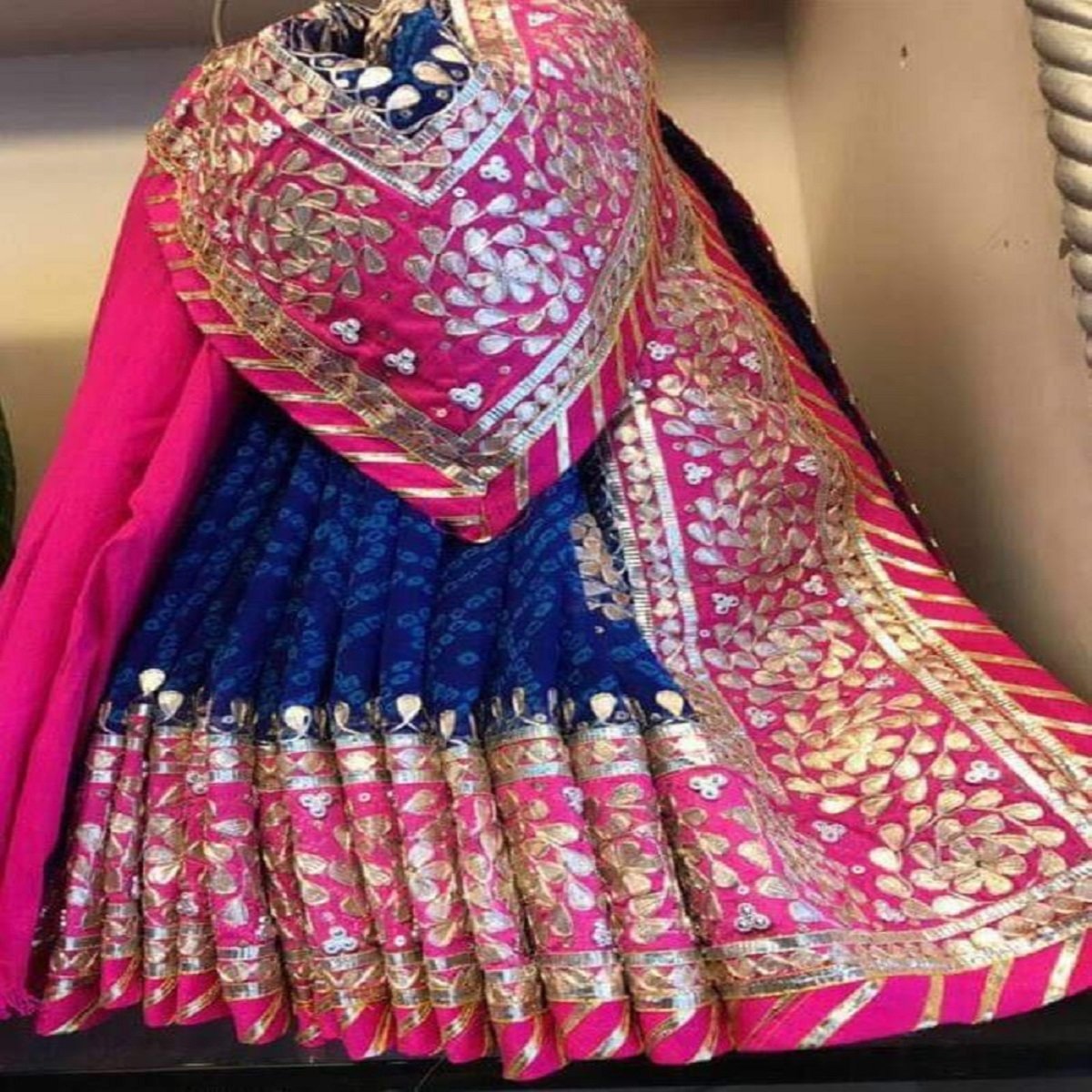 Blue Mothra Heavy Gota Patti Saree, Buy online shop