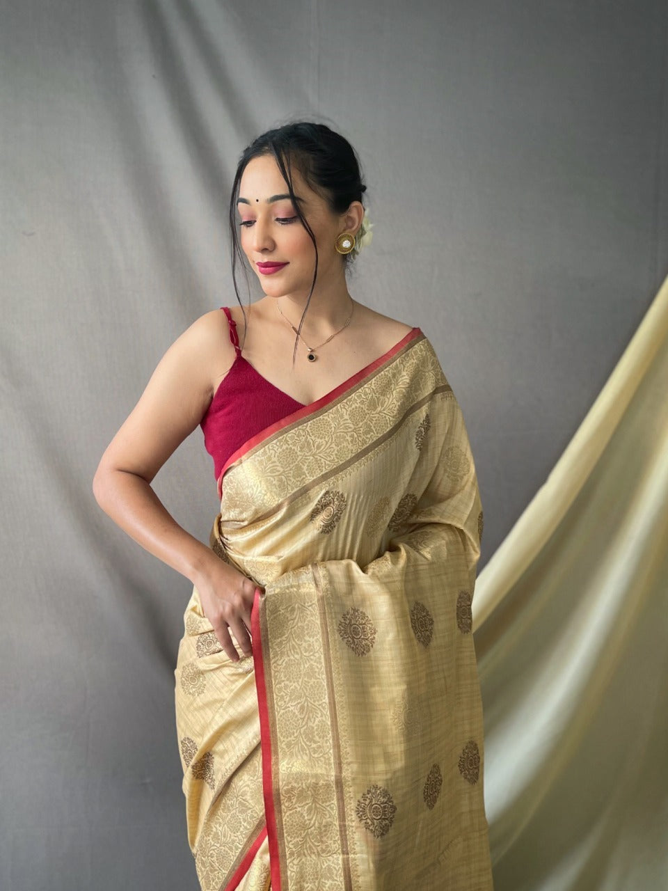 Brown Linen Cotton Sarees