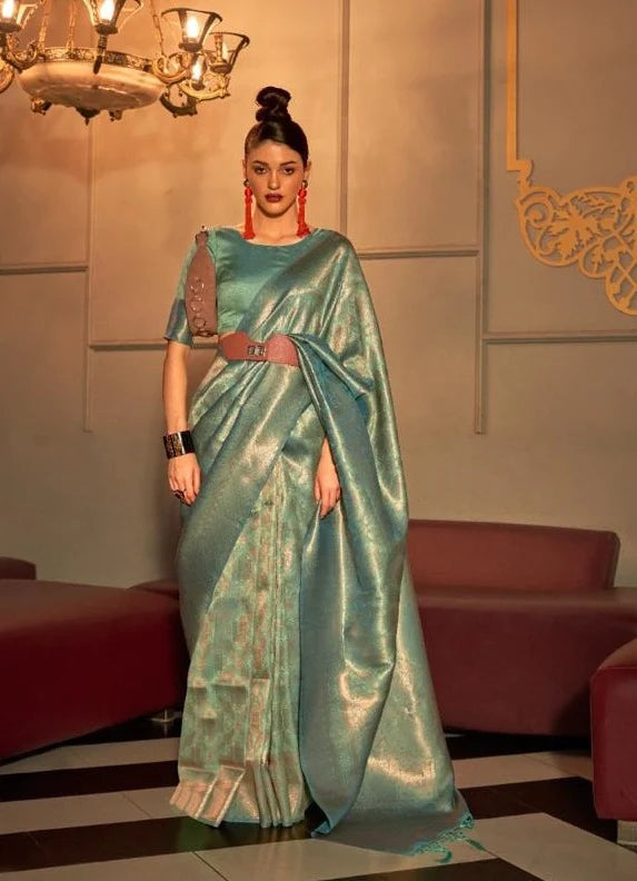 Green Kanjivaram Silk Saree With Blouse
