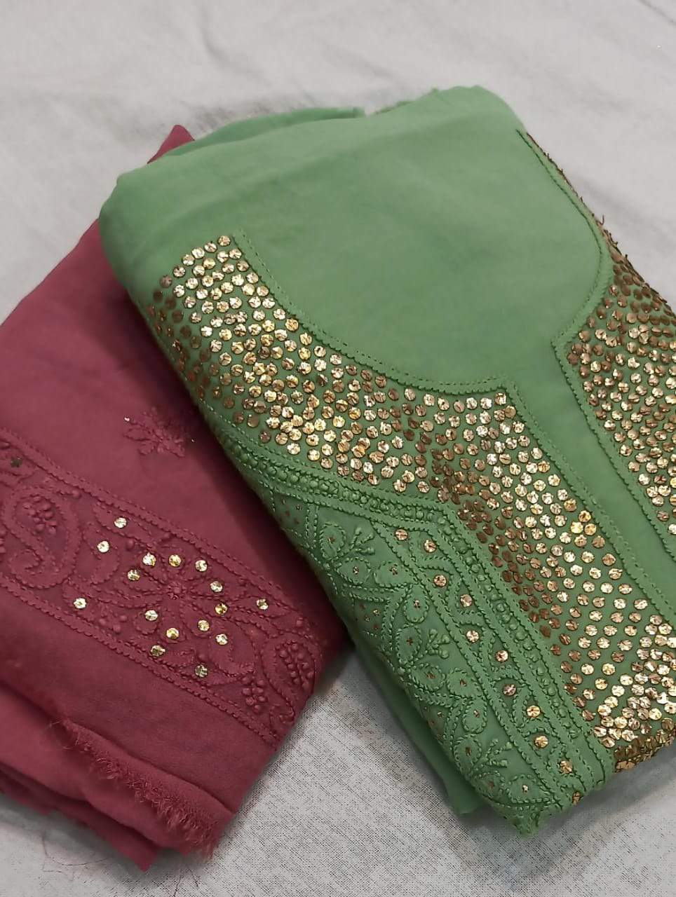 Green Chikankari Heavy Gota Suit,Shop Chikankari Unstitched Suits,Buy Chikan Suit Latest Design