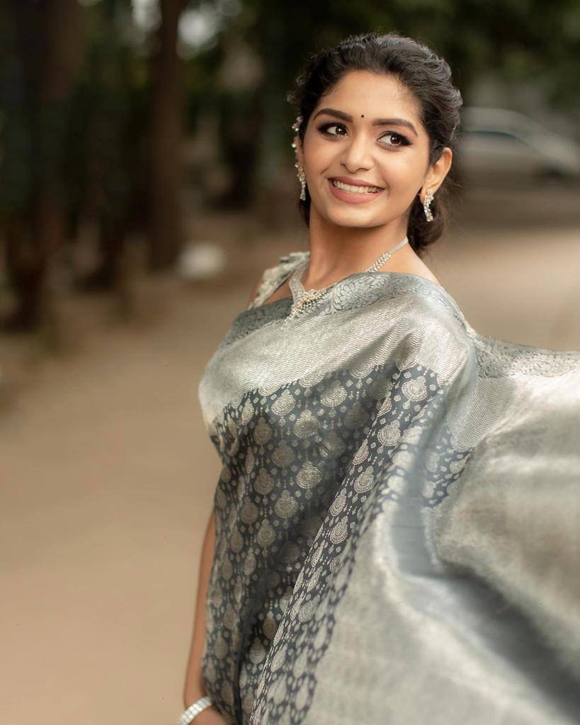 Grey Banarasi Soft Silk Saree With Blouse